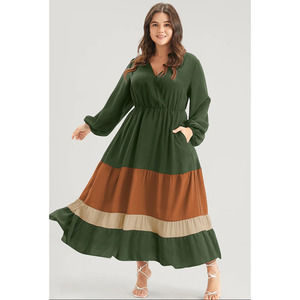 BloomChic Green and Brown Maxi Dress